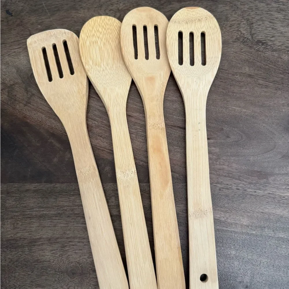 Wooden Cooking Spoons & Silverware Kitchen Dining Bundle Lot